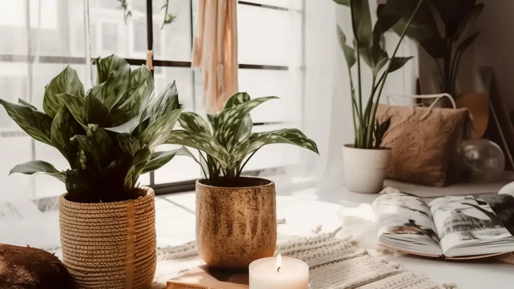 plantas no quarto , beleza e bem estar